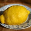Grand fruit du Citronnier Pavlovski, sur assiette