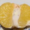 1 citrus Hassaku, coupé en deux, côté chair visible